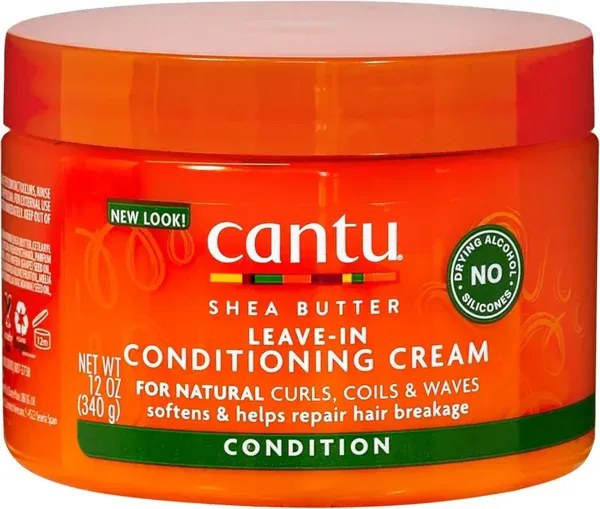 cantu Leave-In Conditioning Cream con manteca de karité, hidratación profunda sin enjuague para rizos secos o dañados, método Curly