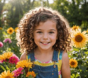 imagen generada por ia de niña con cabello rizado