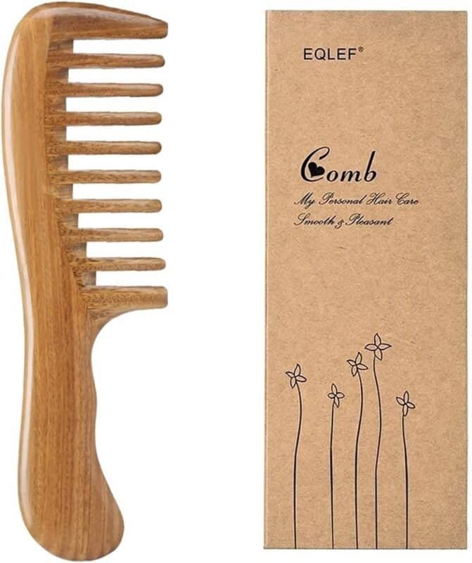 EQLEF Peine Madera Natural Sándalo de Dientes Anchos