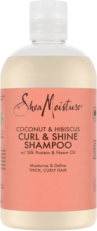 Champú Shea Moisture Coconut & Hibiscus Curl & Shine, sin sulfatos, aporta brillo y suavidad a ondas 2B, apto para el método Curly