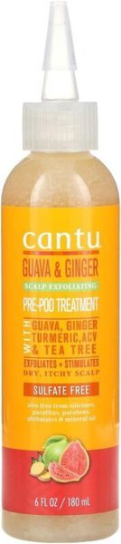Tratamiento pre-poo exfoliante para cuero cabelludo rizado, con manteca de karité y árbol de té