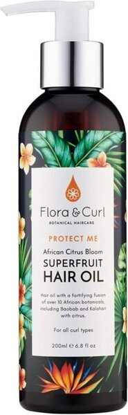 Aceite nutritivo Flora & Curl African Citrus para sellar la hidratación en cabello rizado corto
