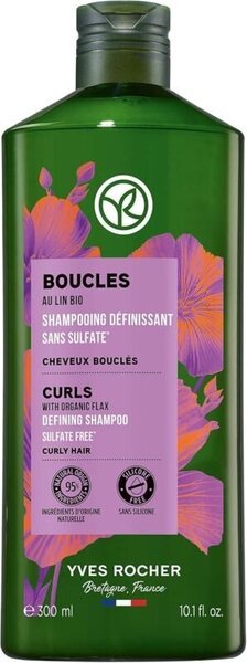 Yves Rocher Champú de Rizos con Lino Bio, champú natural para rizos, con ingredientes orgánicos que cuidan y definen
