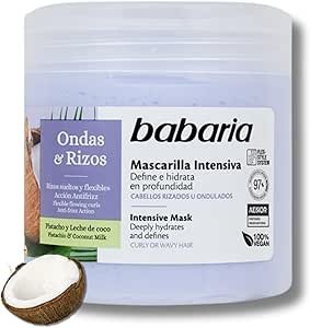 Babaria mascarilla intensiva Only Curls, tratamiento apto para rizos tipo 2B a 3C, sin siliconas, aporta suavidad y definición al instante