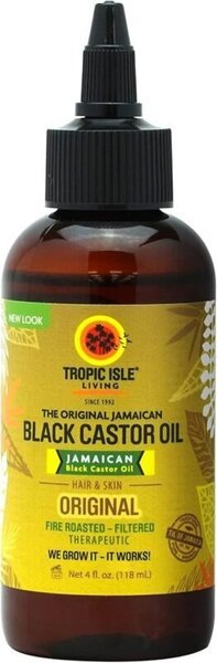 aceite Jamaican Black Castor Oil de Tropic Isle Living para sellar la humedad en cabello tipo 4