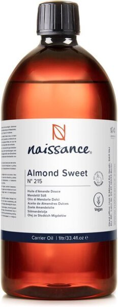 Aceite de almendras dulces Naissance, nutre y suaviza el cabello rizado sin aportar peso, perfecto para sellar la hidratación.