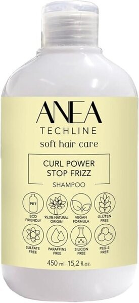 Champú potenciador de rizos con fórmula vegana sin sulfatos ni colorantes, combate el frizz y define