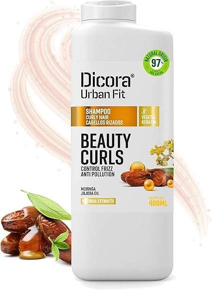 Acondicionador Dicora Urban Fit Beauty Curls 400 ml, hidratación ligera con aceite de jojoba para rizos tipo 2A a 3A apto método Curly