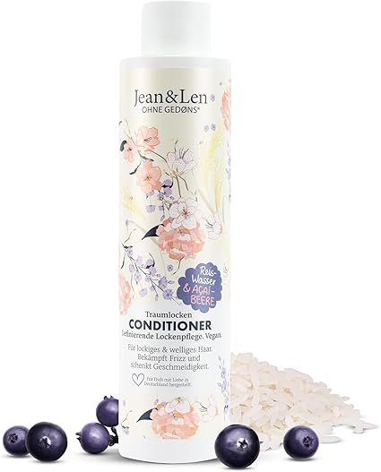 Jean & Len Rizos de Ensueño 300 ml, con agua de arroz y acai, antifrizz y nutritivo