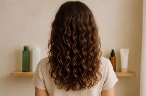 imagen generada por ia Melena ondulada tipo 2A vista desde atrás, con ondas suaves y definidas, ideal para el método Curly