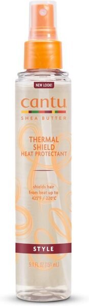 Protector térmico Cantu contra riesgos del calor en rizos, con manteca de karité y fórmula ligera