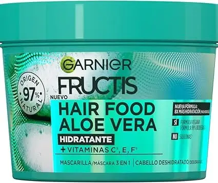 mascarilla Garnier Hair Food Aloe Vera hidratante ligera apta para el método Curly para cabello rizado u ondulado