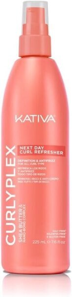 Kativa Curly Plex Next Day Curl Refresher, spray ligero para reactivar rizos sin apelmazar, apto para el método Curly.