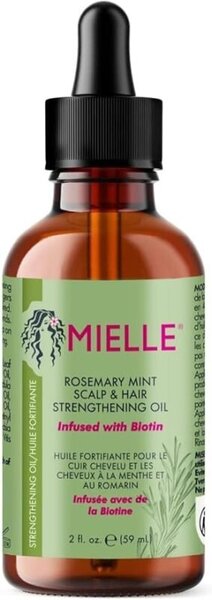 Mielle Rosemary Mint Oil, aceite fortalecedor para cuero cabelludo, apto para el método Curly y para que el cabello rizado no crezca lento