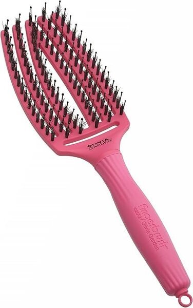 Olivia Garden Fingerbrush Care Iconic cepillo con cerdas de jabalí y nailon para brillo y control del frizz en rizos tipo 3 y 4