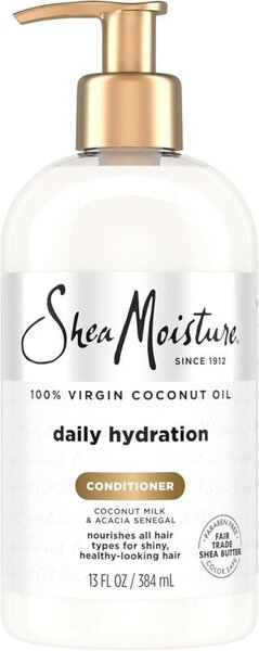 acondicionador Shea Moisture Daily Hydration con aceite de coco, ideal para hombres con rizos que siguen el método Curly, hidrata sin apelmazar