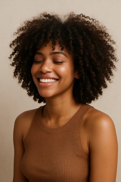 imagen generada por IA de una mujer con rizos voluminosos y definidos estilo country curls