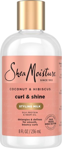 Shea Moisture Curl Milk 236 ml, crema sin aclarado para hidratar, definir y reducir el frizz en rizos apto para el método Curly